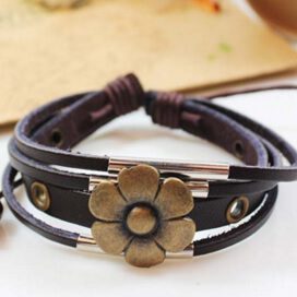 Armband bloem leer 1