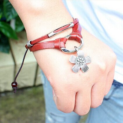 Armband leer bloem